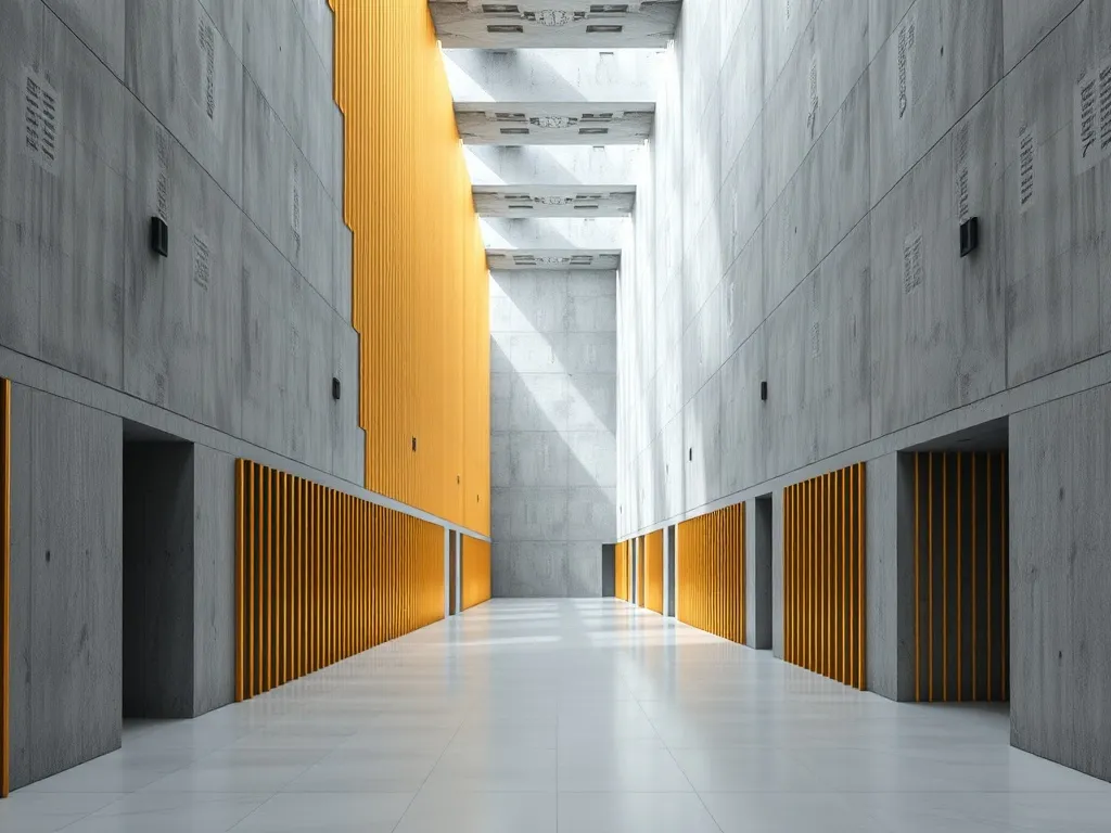 A minimalist architectural interior of a corporate archive w
