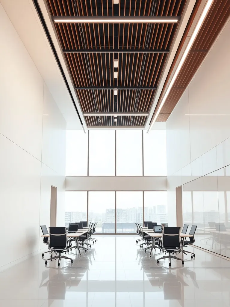 Professional clean office environment with geometric archite