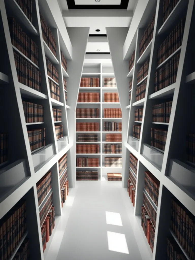 A geometric architectural detail of a modern legal library,
